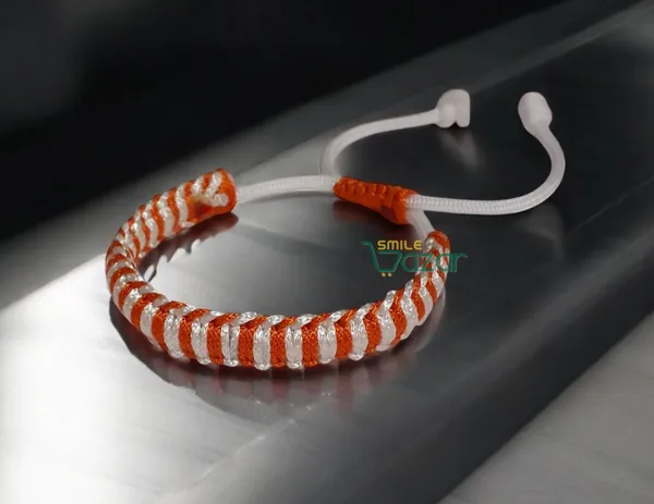 Smilebazar_Handmade__Bracelet_Adjustable_Wristband_Bracelet_Friendship_Band_For_Women_And_Men_Skin_Friendly_-_Orange_And_White