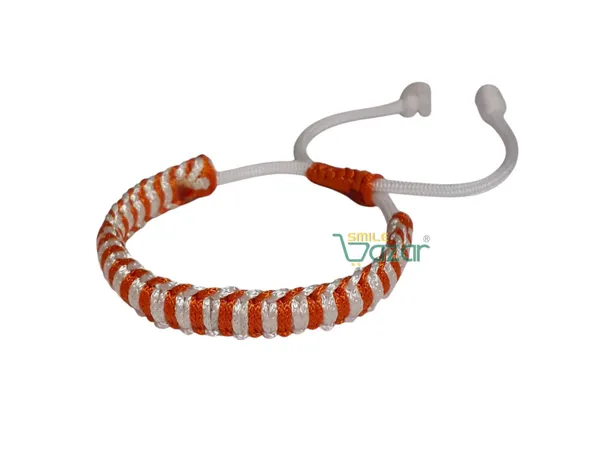 Smilebazar_Handmade__Bracelet_Adjustable_Wristband_Bracelet_Friendship_Band_For_Women_And_Men_Skin_Friendly_-_Orange_And_White