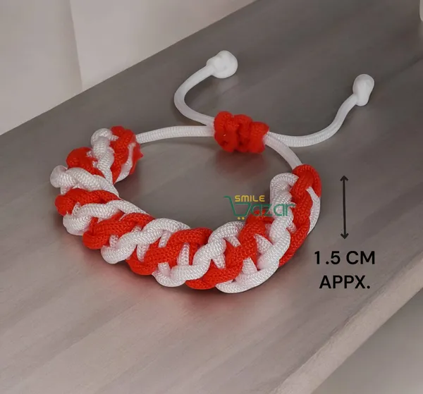 Smilebazar�Handmade__Bracelet_Adjustable_Wristband_Bracelet_Friendship_Band_For_Women_And_Men_Skin_Friendly_-_Red_And_White