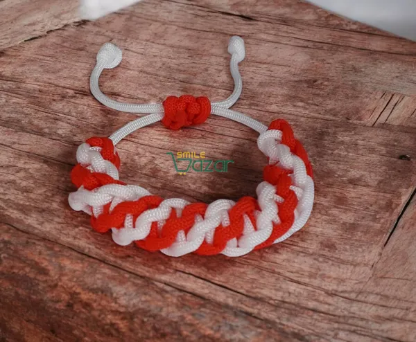 Smilebazar�Handmade__Bracelet_Adjustable_Wristband_Bracelet_Friendship_Band_For_Women_And_Men_Skin_Friendly_-_Red_And_White