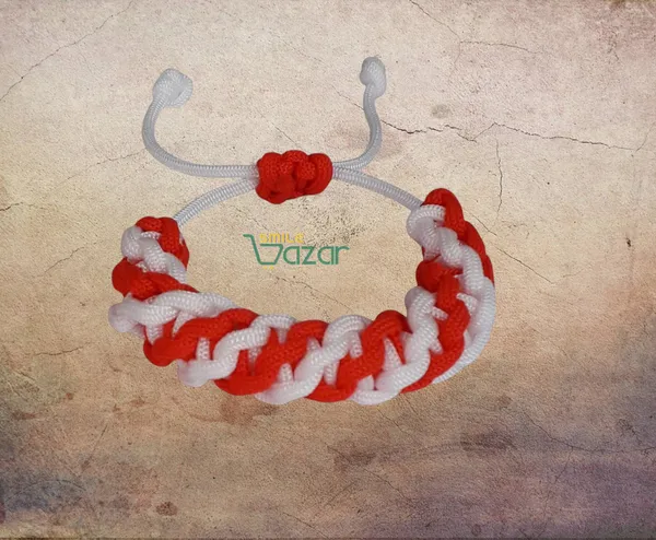 Smilebazar�Handmade__Bracelet_Adjustable_Wristband_Bracelet_Friendship_Band_For_Women_And_Men_Skin_Friendly_-_Red_And_White