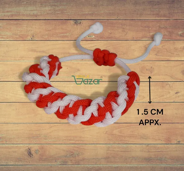Smilebazar�Handmade__Bracelet_Adjustable_Wristband_Bracelet_Friendship_Band_For_Women_And_Men_Skin_Friendly_-_Red_And_White