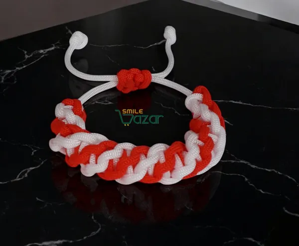 Smilebazar�Handmade__Bracelet_Adjustable_Wristband_Bracelet_Friendship_Band_For_Women_And_Men_Skin_Friendly_-_Red_And_White
