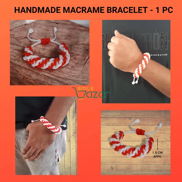 Smilebazar�Handmade__Bracelet_Adjustable_Wristband_Bracelet_Friendship_Band_For_Women_And_Men_Skin_Friendly_-_Red_And_White