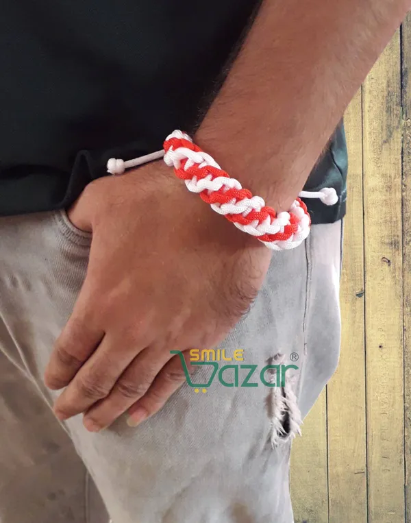 Smilebazar�Handmade__Bracelet_Adjustable_Wristband_Bracelet_Friendship_Band_For_Women_And_Men_Skin_Friendly_-_Red_And_White