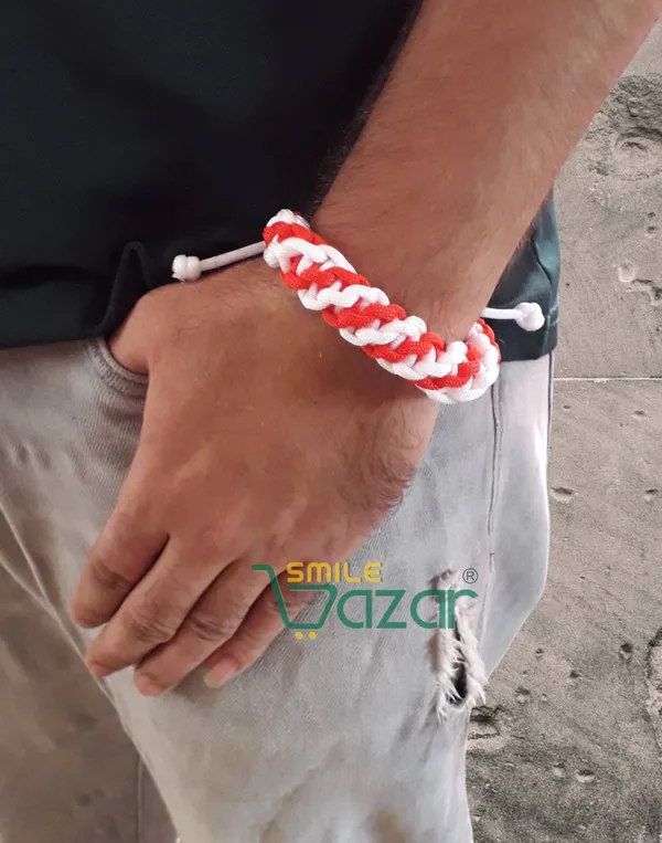 Smilebazar�Handmade__Bracelet_Adjustable_Wristband_Bracelet_Friendship_Band_For_Women_And_Men_Skin_Friendly_-_Red_And_White