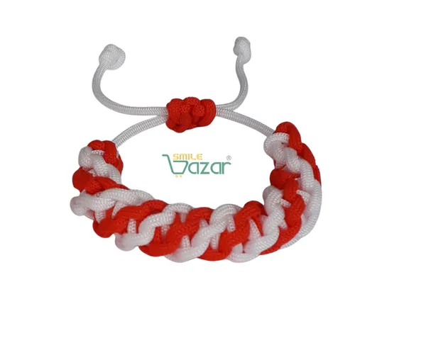 Smilebazar�Handmade__Bracelet_Adjustable_Wristband_Bracelet_Friendship_Band_For_Women_And_Men_Skin_Friendly_-_Red_And_White