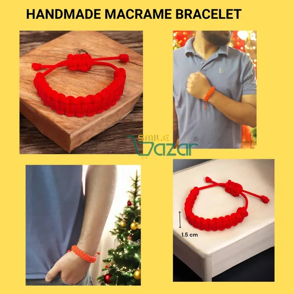Red_Handmade_Adjustable_Wristband_Bracelet_Friendship_Band_For_Women_And_Men