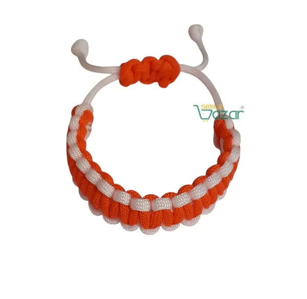 Smilebazar�Handmade__Bracelet_Adjustable_Wristband_Bracelet_Friendship_Band_For_Women_And_Men_Skin_Friendly_-_White_And_Orange