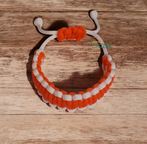 Smilebazar�Handmade__Bracelet_Adjustable_Wristband_Bracelet_Friendship_Band_For_Women_And_Men_Skin_Friendly_-_White_And_Orange