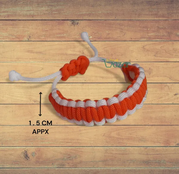 Smilebazar�Handmade__Bracelet_Adjustable_Wristband_Bracelet_Friendship_Band_For_Women_And_Men_Skin_Friendly_-_White_And_Orange