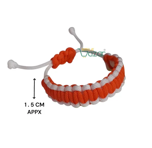 Smilebazar�Handmade__Bracelet_Adjustable_Wristband_Bracelet_Friendship_Band_For_Women_And_Men_Skin_Friendly_-_White_And_Orange