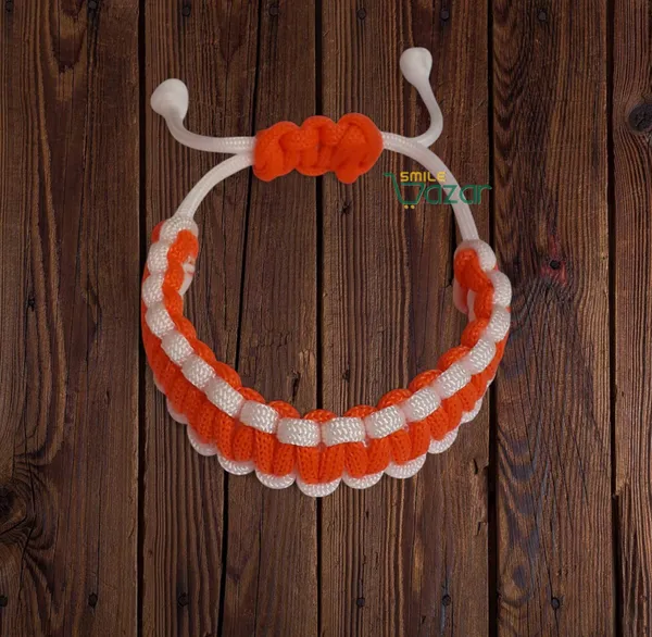 Smilebazar�Handmade__Bracelet_Adjustable_Wristband_Bracelet_Friendship_Band_For_Women_And_Men_Skin_Friendly_-_White_And_Orange