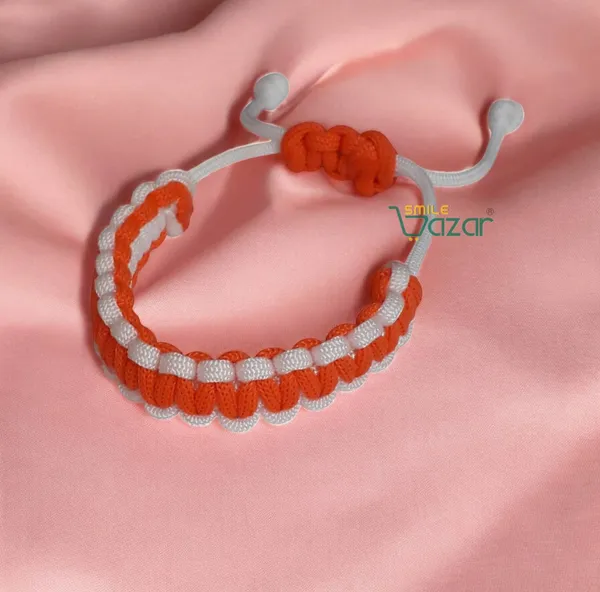 Smilebazar�Handmade__Bracelet_Adjustable_Wristband_Bracelet_Friendship_Band_For_Women_And_Men_Skin_Friendly_-_White_And_Orange