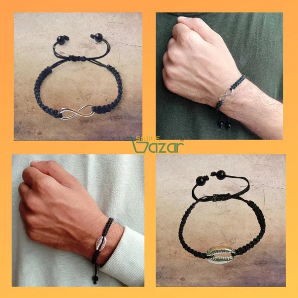 Set_Of_2__Infinity_Charm_&_Cowrie_Charm_Thread_Bracelet__Adjustable_Wristband_Bracelet_For_Girls,_Men,_Boys_And_Women