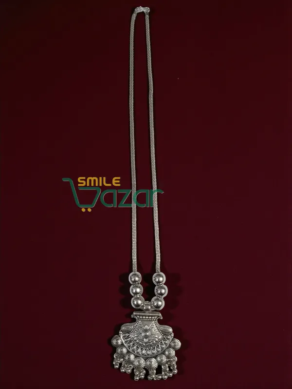 SMILEBAZAR®__Artificial_Oxidised_Traditional_Silver_Big_Pendant_Necklace_Chain_Stylish_Jewellery_–_Antique_Statement_Jewellery_for_Girls_&_Women_-_1_PC