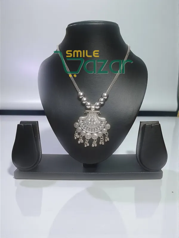 SMILEBAZAR®__Artificial_Oxidised_Traditional_Silver_Big_Pendant_Necklace_Chain_Stylish_Jewellery_–_Antique_Statement_Jewellery_for_Girls_&_Women_-_1_PC