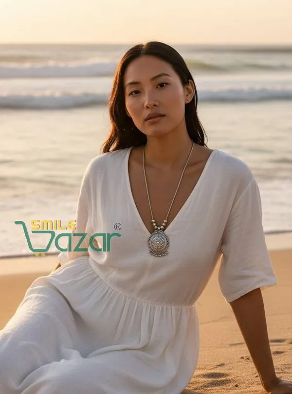 SMILEBAZAR®__Artificial_Oxidised_Traditional_Silver_Big_Pendant_Necklace_Chain_Stylish_Jewellery_–_Antique_Statement_Jewellery_for_Girls_&_Women_-_1_PC
