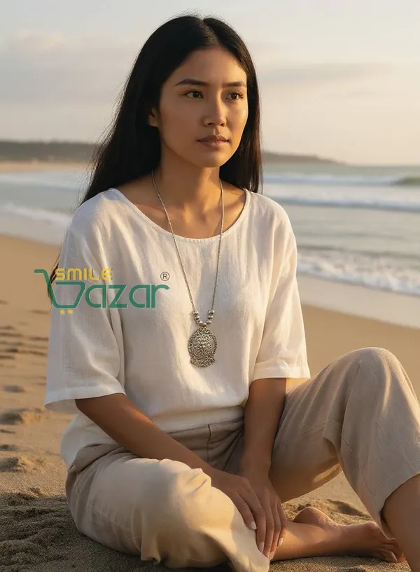 SMILEBAZAR®__Artificial_Oxidised_Traditional_Silver_Big_Pendant_Necklace_Chain_Stylish_Jewellery_–_Antique_Statement_Jewellery_for_Girls_&_Women_-_1_PC