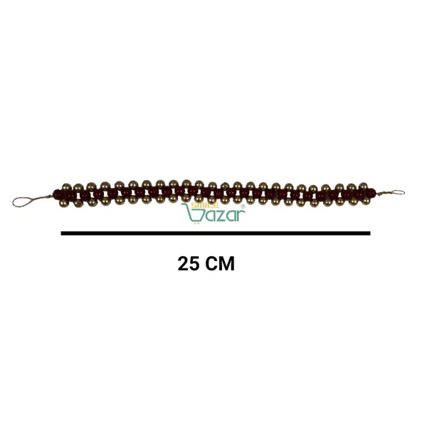 Smilebazar�_Artificial_Pearl_Beaded_Gajra_Garland_Veni_For_Festival_Wedding_Bun_Juda_Accessories_Ethnic_Look_Hair_Veni_Hair_Accessory_For_Women_And_Girls_Maroon_And_Golden_Beads_-_1_Pc