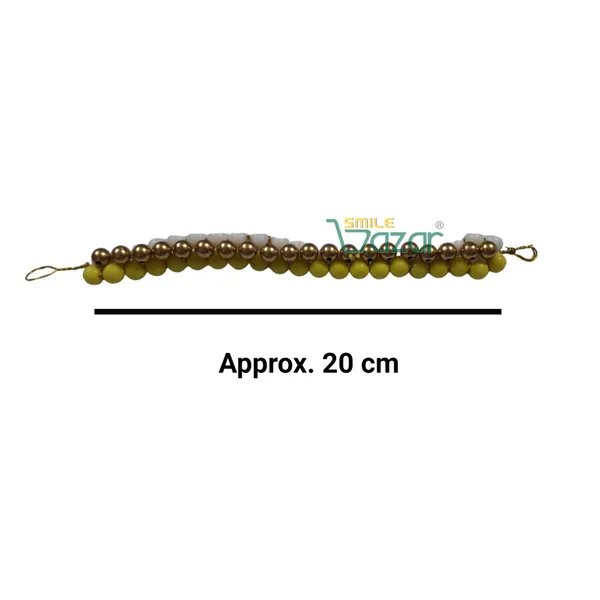 Smilebazar�_Artificial_Pearl_Beaded_Gajra_Garland_Veni_For_Festival_Wedding_Bun_Juda_Accessories_Ethnic_Look_Hair_Veni_Hair_Accessory_For_Women_And_Girls_White,_Yellow_And_Golden_Beads_-_1_Pc