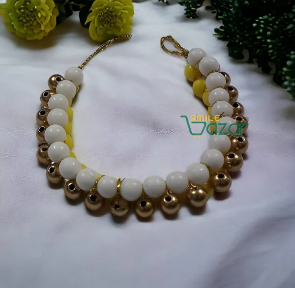 Smilebazar�_Artificial_Pearl_Beaded_Gajra_Garland_Veni_For_Festival_Wedding_Bun_Juda_Accessories_Ethnic_Look_Hair_Veni_Hair_Accessory_For_Women_And_Girls_White,_Yellow_And_Golden_Beads_-_1_Pc