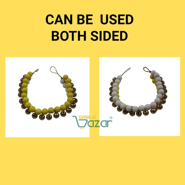 Smilebazar�_Artificial_Pearl_Beaded_Gajra_Garland_Veni_For_Festival_Wedding_Bun_Juda_Accessories_Ethnic_Look_Hair_Veni_Hair_Accessory_For_Women_And_Girls_White,_Yellow_And_Golden_Beads_-_1_Pc