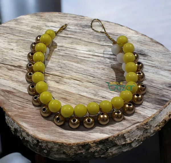 Smilebazar�_Artificial_Pearl_Beaded_Gajra_Garland_Veni_For_Festival_Wedding_Bun_Juda_Accessories_Ethnic_Look_Hair_Veni_Hair_Accessory_For_Women_And_Girls_White,_Yellow_And_Golden_Beads_-_1_Pc