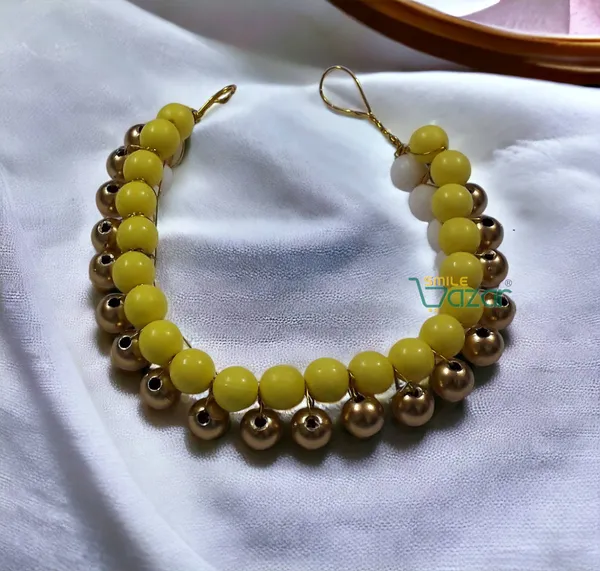 Smilebazar�_Artificial_Pearl_Beaded_Gajra_Garland_Veni_For_Festival_Wedding_Bun_Juda_Accessories_Ethnic_Look_Hair_Veni_Hair_Accessory_For_Women_And_Girls_White,_Yellow_And_Golden_Beads_-_1_Pc