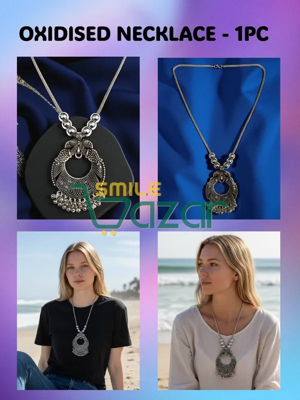 SMILEBAZAR®__Artificial_Traditional_Oxidised_Peacock_Big_Pendant_Necklace_Chain_Stylish_Jewellery_–_Antique_Statement_Jewellery_for_Girls_&_Women_-_1_PC