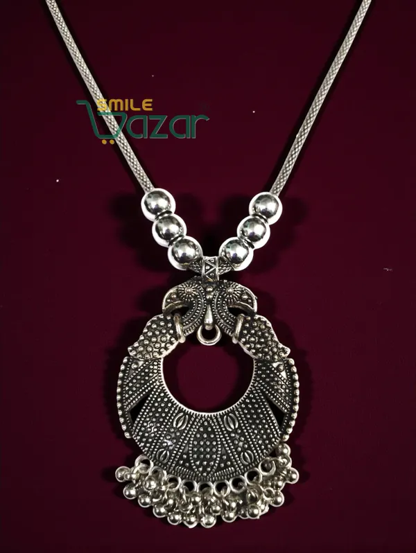 SMILEBAZAR®__Artificial_Traditional_Oxidised_Peacock_Big_Pendant_Necklace_Chain_Stylish_Jewellery_–_Antique_Statement_Jewellery_for_Girls_&_Women_-_1_PC
