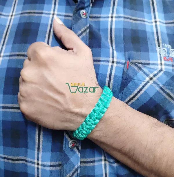 TEAL_COLOUR_HANDMADE__BRACELET_ADJUSTABLE_WRISTBAND_BRACELET_FRIENDSHIP_BAND_FOR_WOMEN_AND_MEN_SKIN_FRIENDLY_