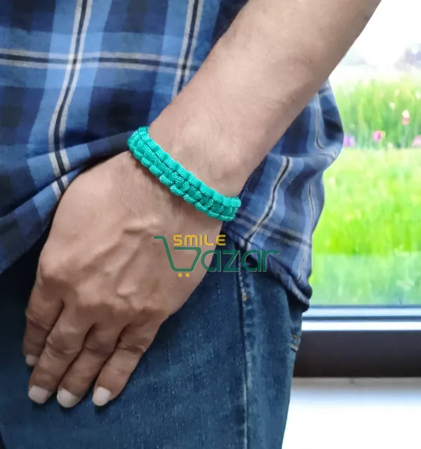 TEAL_COLOUR_HANDMADE__BRACELET_ADJUSTABLE_WRISTBAND_BRACELET_FRIENDSHIP_BAND_FOR_WOMEN_AND_MEN_SKIN_FRIENDLY_