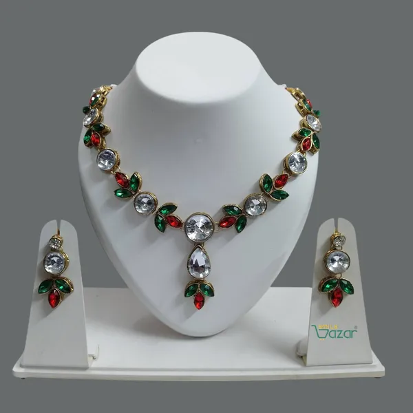 Trendy_Kundan_Necklace_Set_Green_And_Red