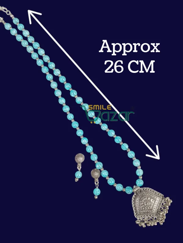 Turquoise_Blue_-_Ethnic_Big_Pendant_Artificial_Oxidised_Necklace_Set__for_Girls_&_Women_