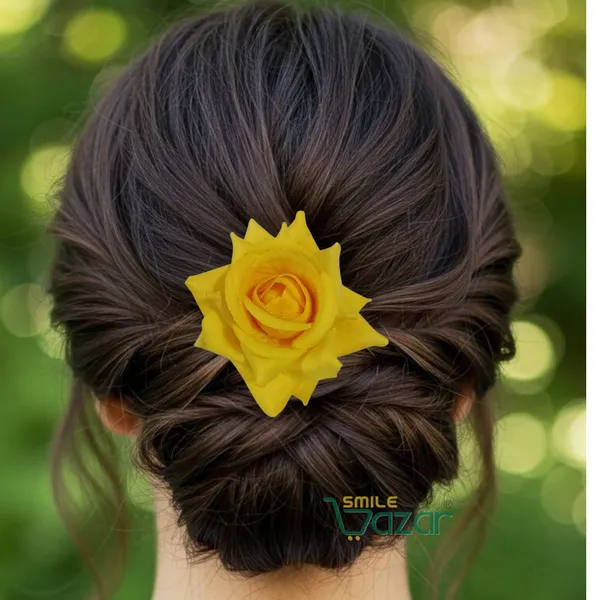 YELLOW_Rose_Hair_Pin_for_Women_and_Girls_hair_pins_for_women_wedding_-_Set_of_2_PCs
