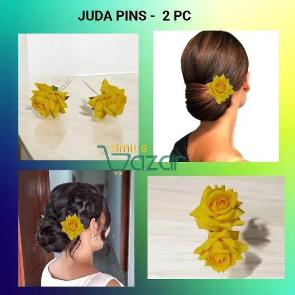 YELLOW_Rose_Hair_Pin_for_Women_and_Girls_hair_pins_for_women_wedding_-_Set_of_2_PCs