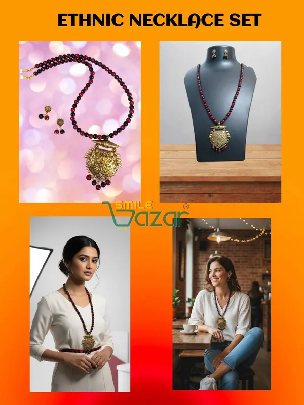Ethnic_Big_Pendant_Artificial_Oxidised_Necklace_Set__for_Girls_&_Women_-_MAROON_AND_BLACK