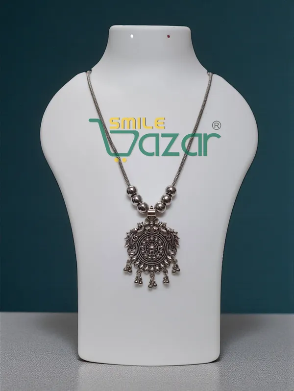 Artificial_Oxidised_Traditional_Silver_Big_Pendant_Necklace_Stylish_Necklace_Chain_Jewellery_–_Antique_Statement_Jewellery_for_Girls_&_Women_-_1_PC