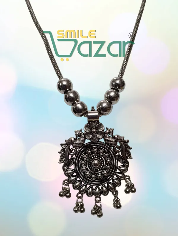 Artificial_Oxidised_Traditional_Silver_Big_Pendant_Necklace_Stylish_Necklace_Chain_Jewellery_–_Antique_Statement_Jewellery_for_Girls_&_Women_-_1_PC