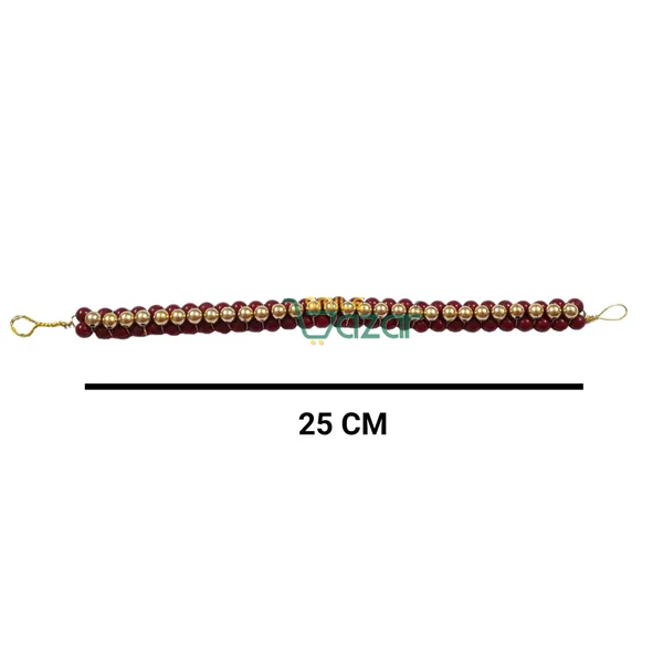 Smilebazar�_Artificial_Pearl_Beaded_Gajra_Garland_Veni_For_Festival_Wedding_Bun_Juda_Accessories_Ethnic_Look_Hair_Veni_Hair_Accessory_For_Women_And_Girls_Maroon_And_Golden_Beads_-_1_Pc