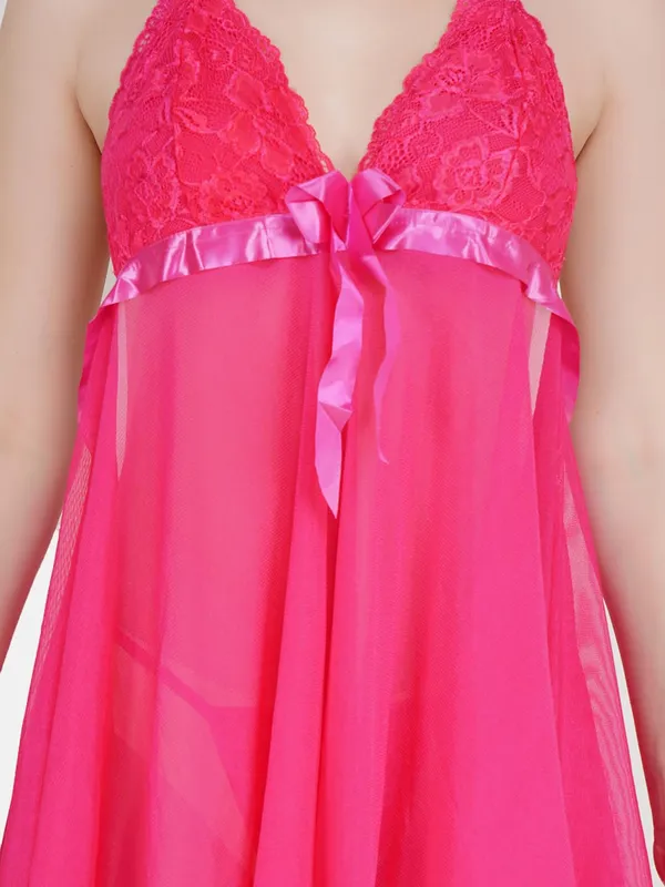 Backless_Sheer_Baby_Doll_Sexy_Nightwear_Dress_With_Halter_Plunged_Neckline,_Comfortable_Lingerie_Set_For_Honeymoon