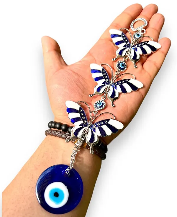 3_Layer_White_Blue_Enamelled_Butterfly_with_Evil_Eye_Pendant_Decoration,_Wall/Door_Hanging_Ornament_Amulet_for_Car,_Home_and_Office_for_Protection_and_Blessing