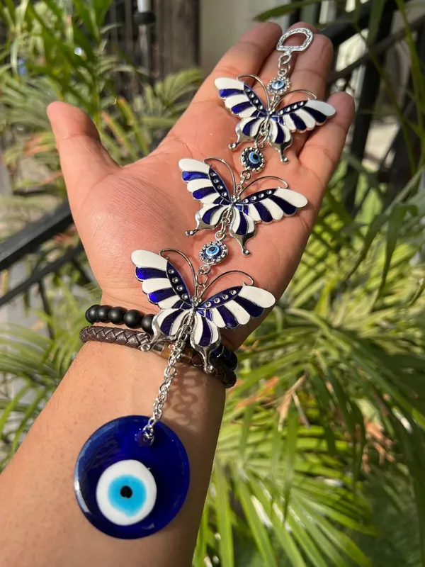 3_Layer_White_Blue_Enamelled_Butterfly_with_Evil_Eye_Pendant_Decoration,_Wall/Door_Hanging_Ornament_Amulet_for_Car,_Home_and_Office_for_Protection_and_Blessing