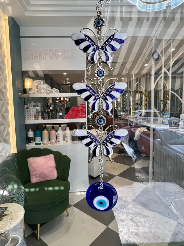 3_Layer_White_Blue_Enamelled_Butterfly_with_Evil_Eye_Pendant_Decoration,_Wall/Door_Hanging_Ornament_Amulet_for_Car,_Home_and_Office_for_Protection_and_Blessing