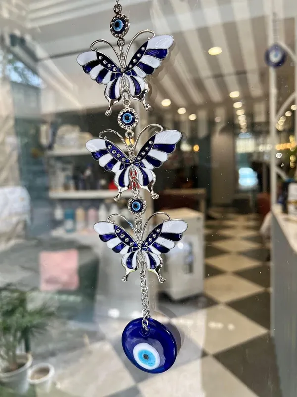 3_Layer_White_Blue_Enamelled_Butterfly_with_Evil_Eye_Pendant_Decoration,_Wall/Door_Hanging_Ornament_Amulet_for_Car,_Home_and_Office_for_Protection_and_Blessing