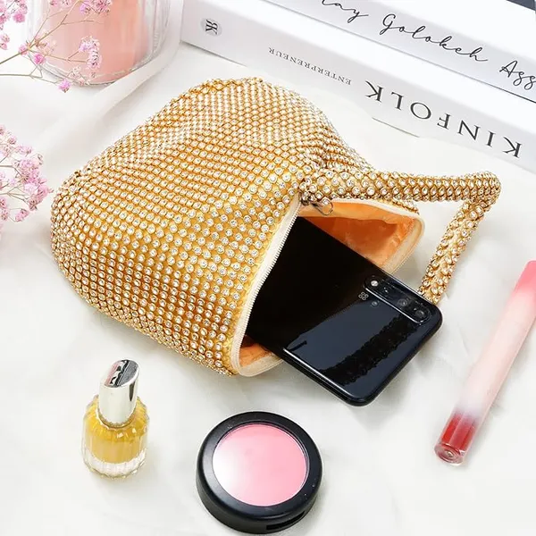 BLUE_BEADS_Women's_Luxury_Rhinestone_Evening_Clutch_Bag_�_Sparkly_Crystal_Purse_with_Top_Handle_�_Glitter_Party_Handbag_for_Wedding,_Prom,_Cocktail_&_Special_Events_For_Women_and_Girls_(Gold)
