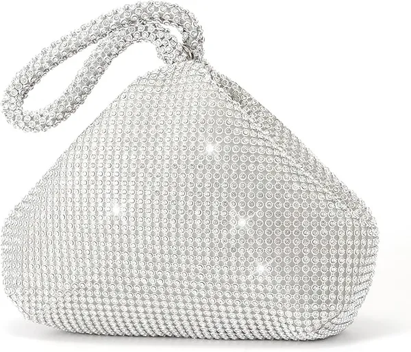 BLUE_BEADS_Women's_Luxury_Rhinestone_Evening_Clutch_Bag_�_Sparkly_Crystal_Purse_with_Top_Handle_�_Glitter_Party_Handbag_for_Wedding,_Prom,_Cocktail_&_Special_Events_For_Women_and_Girls_(Silver)