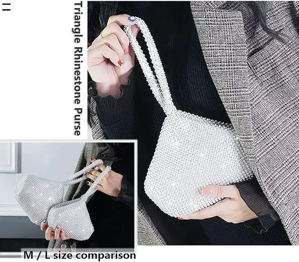 BLUE_BEADS_Women's_Luxury_Rhinestone_Evening_Clutch_Bag_�_Sparkly_Crystal_Purse_with_Top_Handle_�_Glitter_Party_Handbag_for_Wedding,_Prom,_Cocktail_&_Special_Events_For_Women_and_Girls_(Silver)