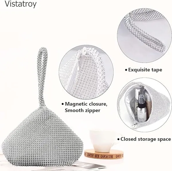 BLUE_BEADS_Women's_Luxury_Rhinestone_Evening_Clutch_Bag_�_Sparkly_Crystal_Purse_with_Top_Handle_�_Glitter_Party_Handbag_for_Wedding,_Prom,_Cocktail_&_Special_Events_For_Women_and_Girls_(Silver)